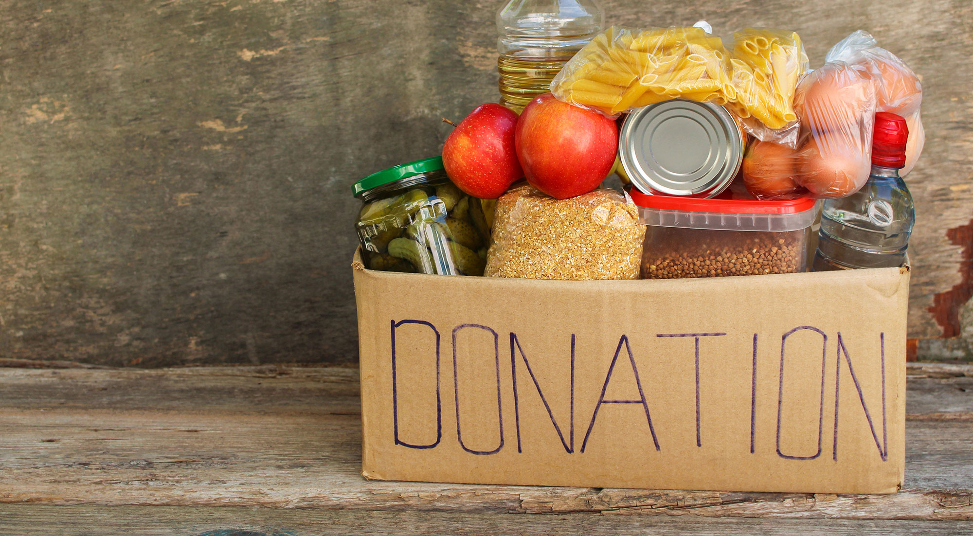 box of donated food